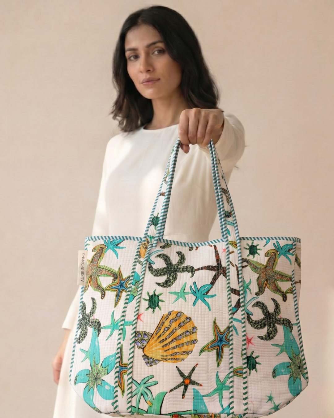 Coastal Charm Tote Bag with Zip