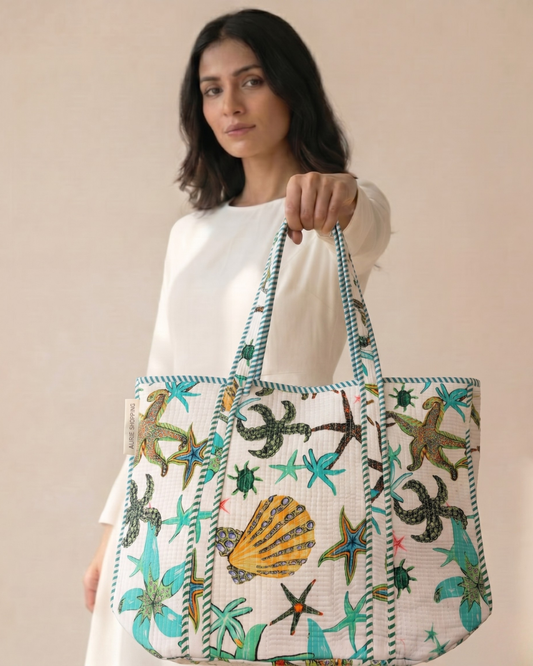 Coastal Charm Tote Bag with Zip