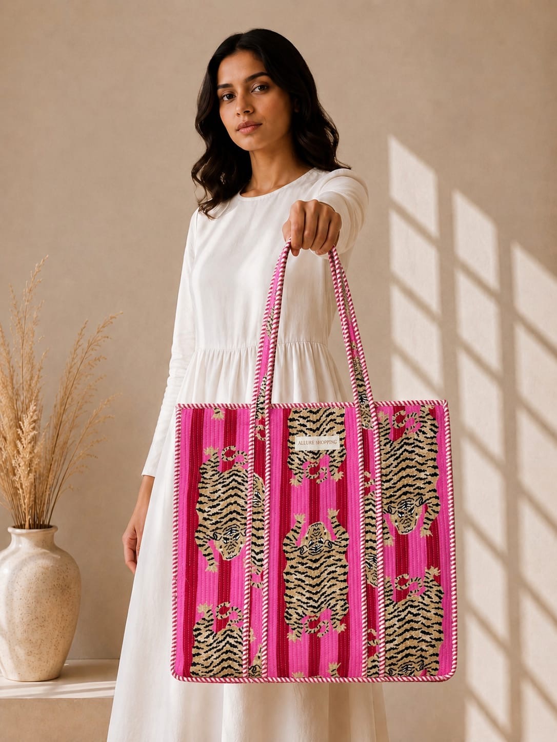 Springs Quilted Tote Bag with Zip
