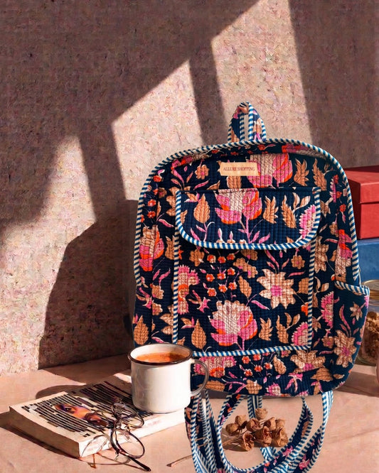 Rosewood · Quilted Cotton Backpack