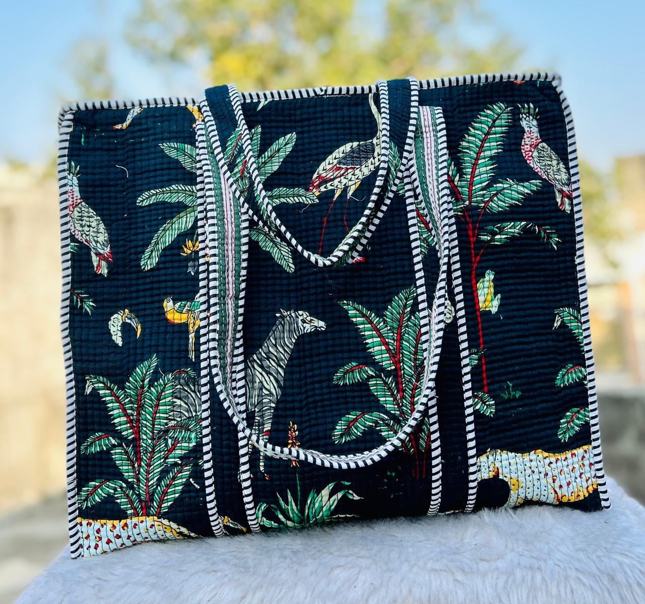 Jungle Glow Tote Bag with Zip