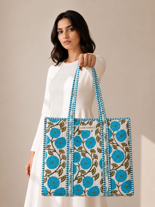 Floral Special Tote Bag with Zip