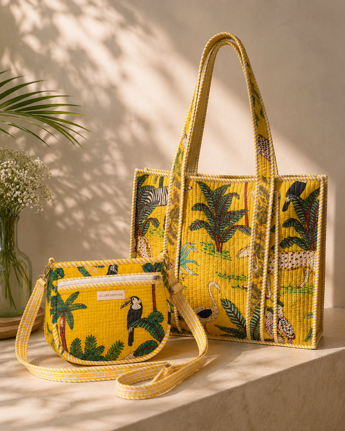 Jungle Glow Tote Bag with Zip
