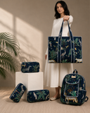 Navy Blue Quilted Tote Bag with Zip