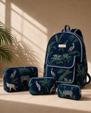 Navy Blue Quilted Tote Bag with Zip