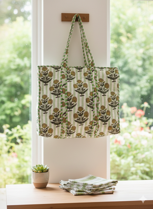 Hara Noor Quilted Tote Bag with Zip