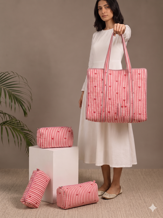 Pink Heartthrob Tote Bag with Zip