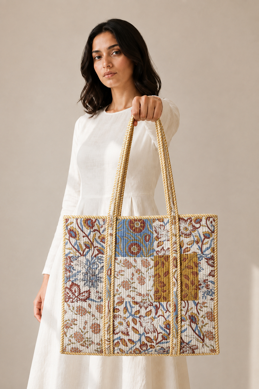 Evergreen Floral Tote Bag with Zip