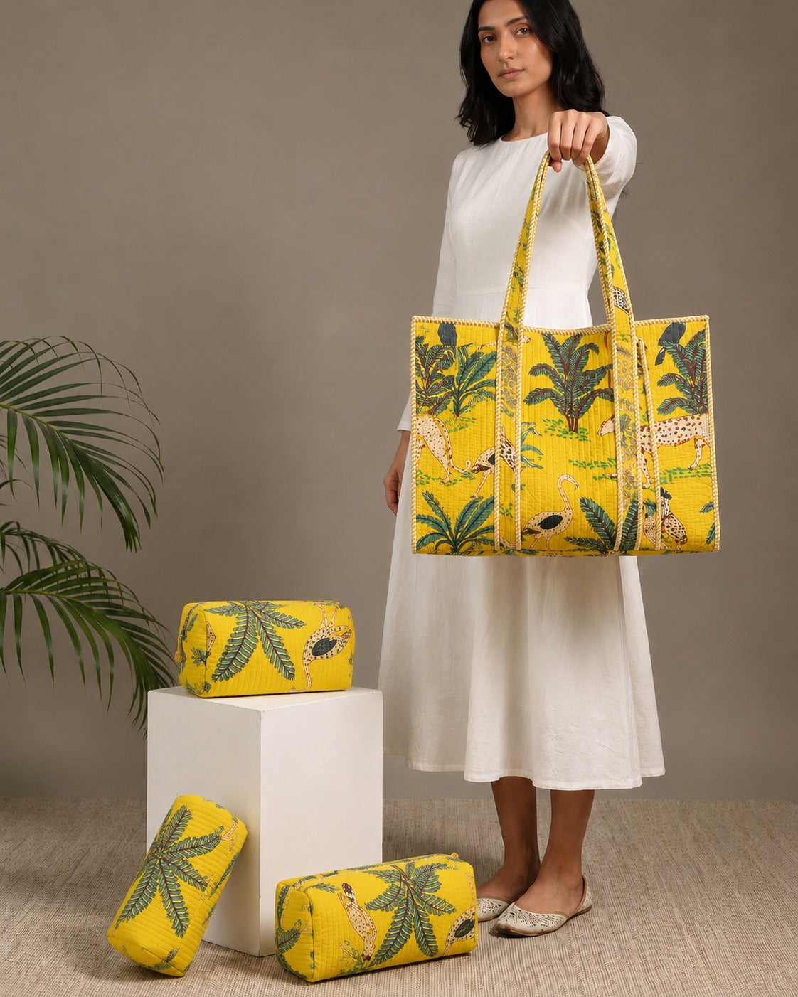 Jungle Glow Tote Bag with Zip