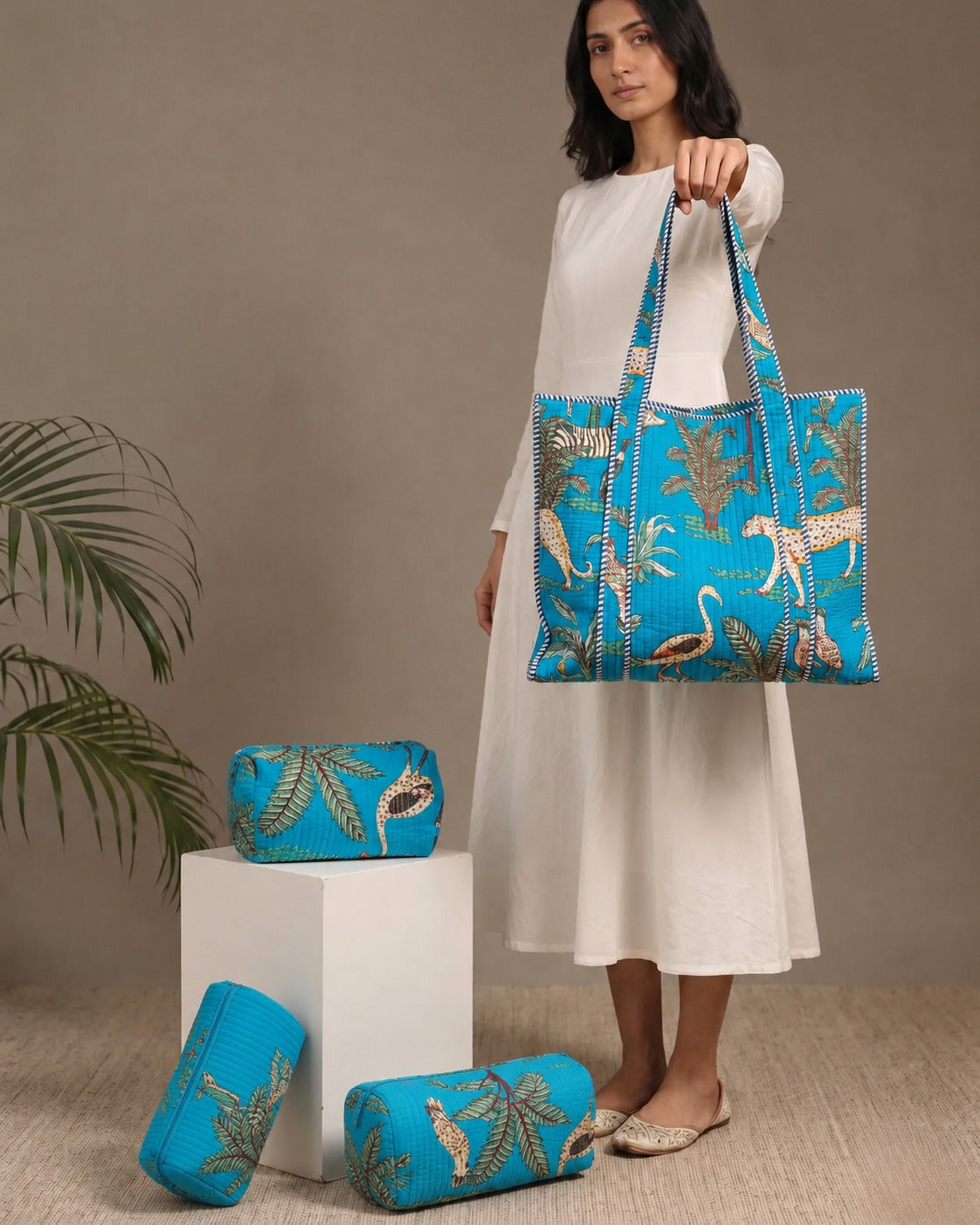 Jungle Glow Tote Bag with Zip