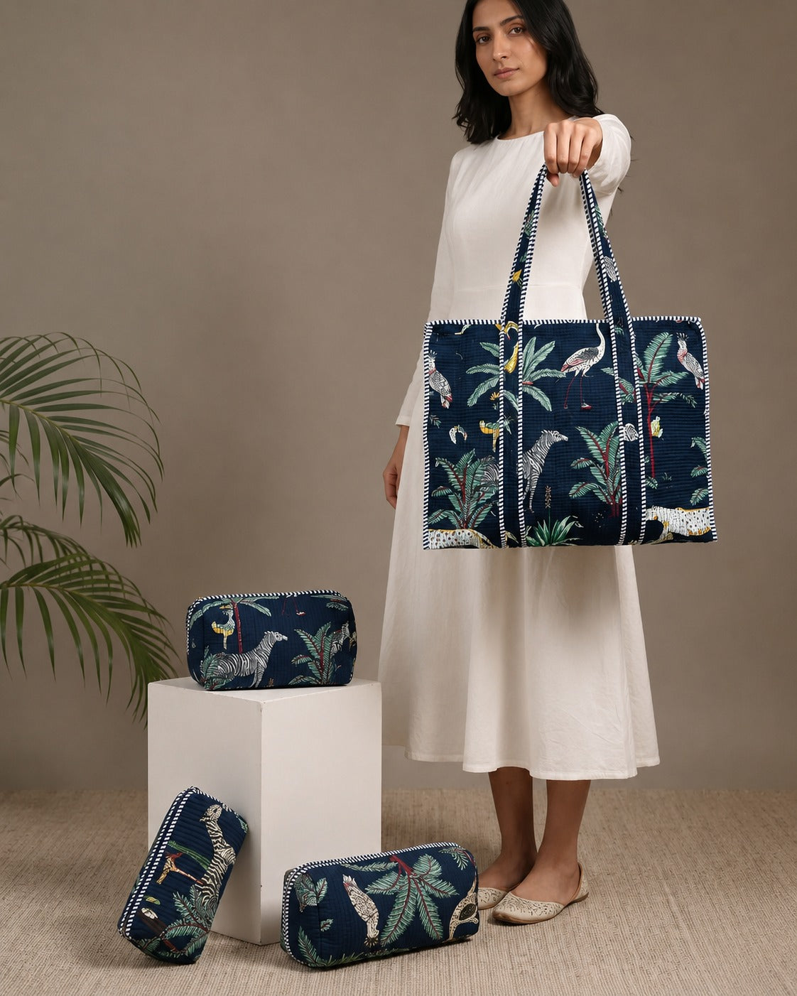 Jungle Glow Tote Bag with Zip