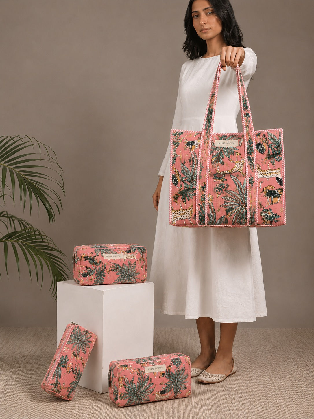 Jungle Glow Tote Bag with Zip