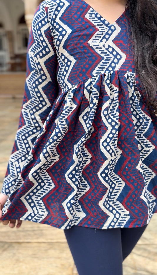 Abstract Pure Cotton Short Kurti