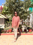 Peach Whisper Pure Cotton Short Kurti