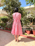 Blush Bloom Pure Cotton Dress With Pocket