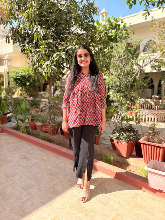 Cherry Mist Pure Cotton Short Kurti