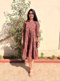 Cherry Mosaic Pure Cotton Dress With Pocket