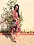 Cherry Mosaic Pure Cotton Dress With Pocket
