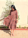 Cherry Mosaic Pure Cotton Dress With Pocket