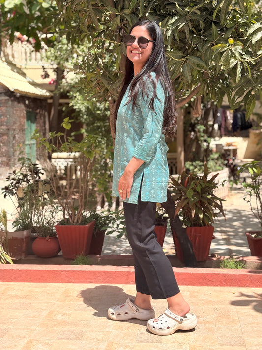 Blue Breeze Pure Cotton Short Kurti