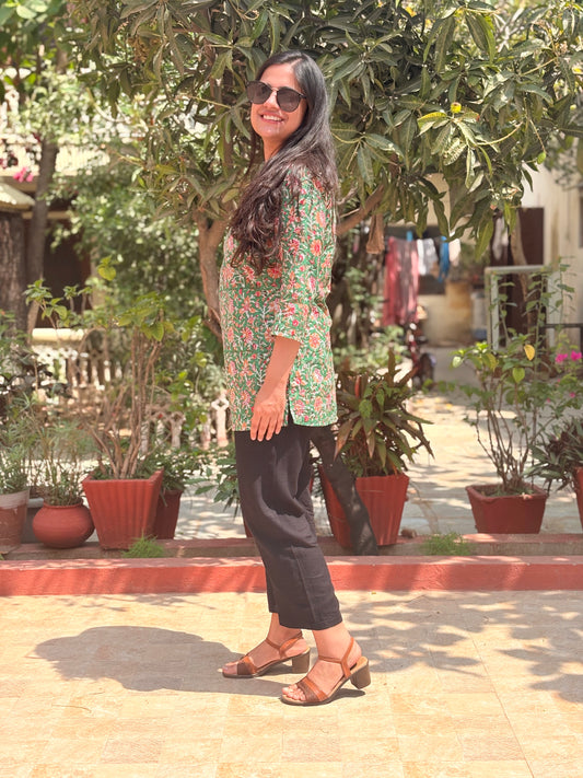 Floral Pure Cotton Short Kurti