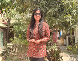 Floral Flame Pure Cotton Short Kurti