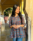 Tricolor Bloom Pure Cotton Short Kurti