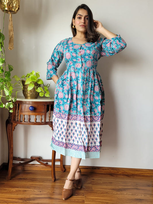 Hand Printed Cotton Dress