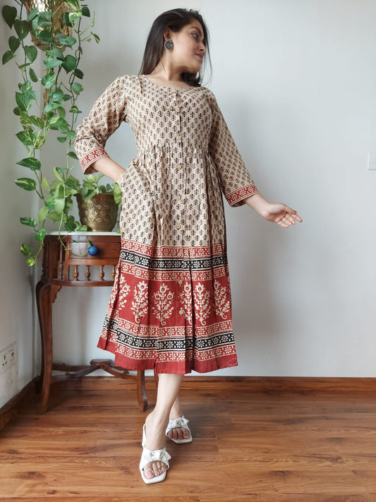 Hand Printed Cotton Dress