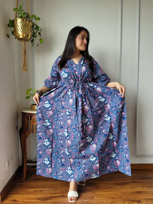 Hand Block Printed Cotton Free Size Dress