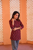 Ravishing Red Pure Cotton Short Kurti