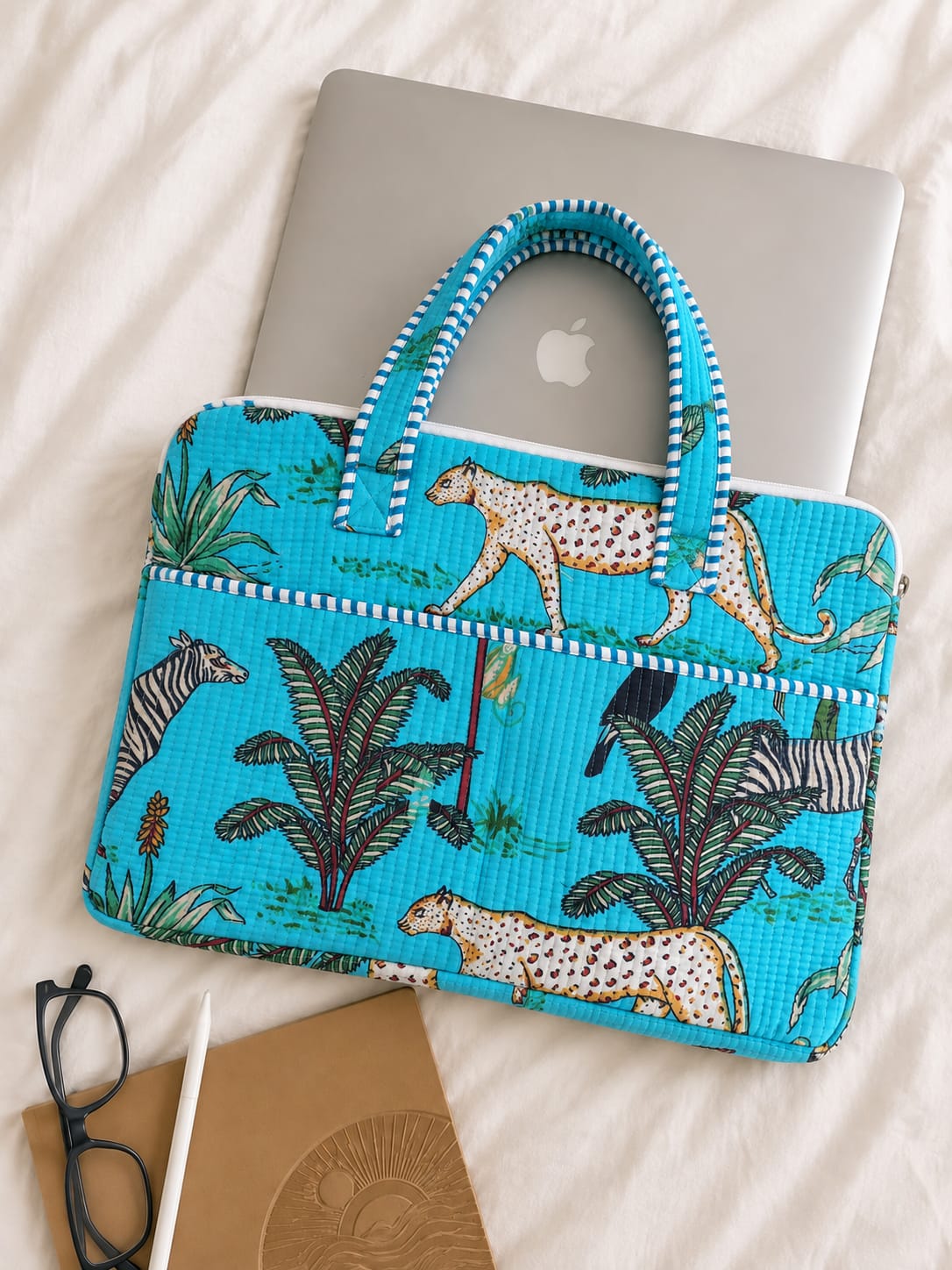 Blue Jungle Special · Quilted Cotton Laptop Sleeve