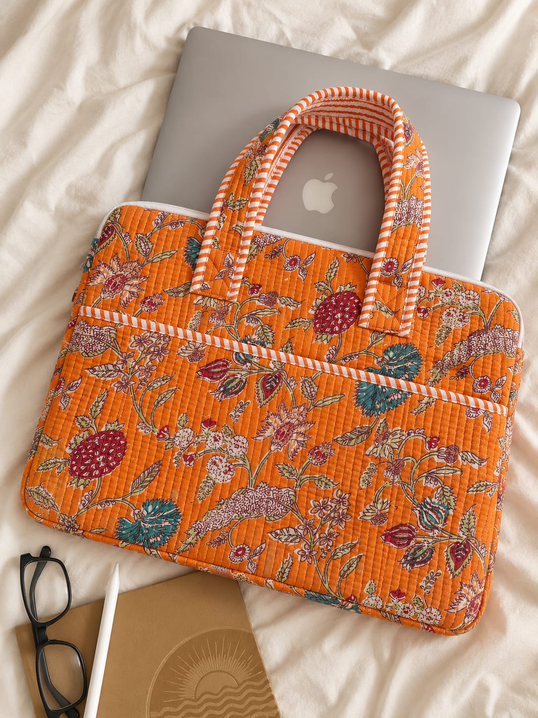 Orange Bar · Quilted Cotton Laptop Sleeve