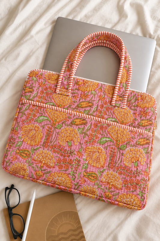 Beautiful Bloom · Quilted Cotton Laptop Sleeve