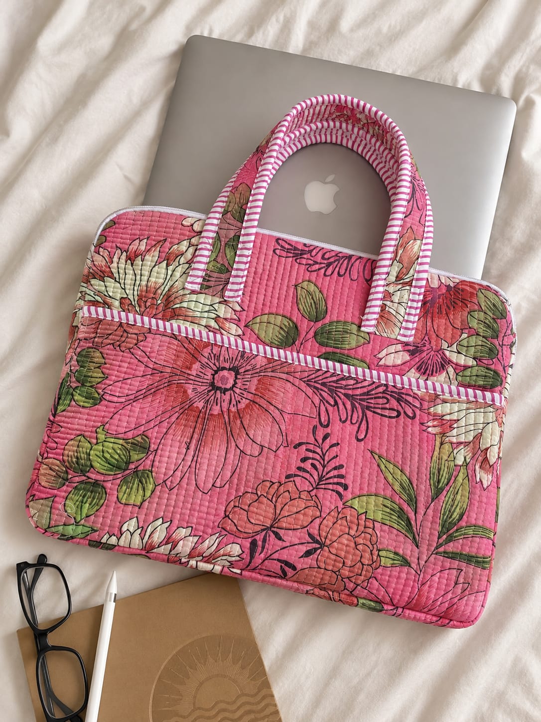 Pink Harvest · Quilted Cotton Laptop Sleeve