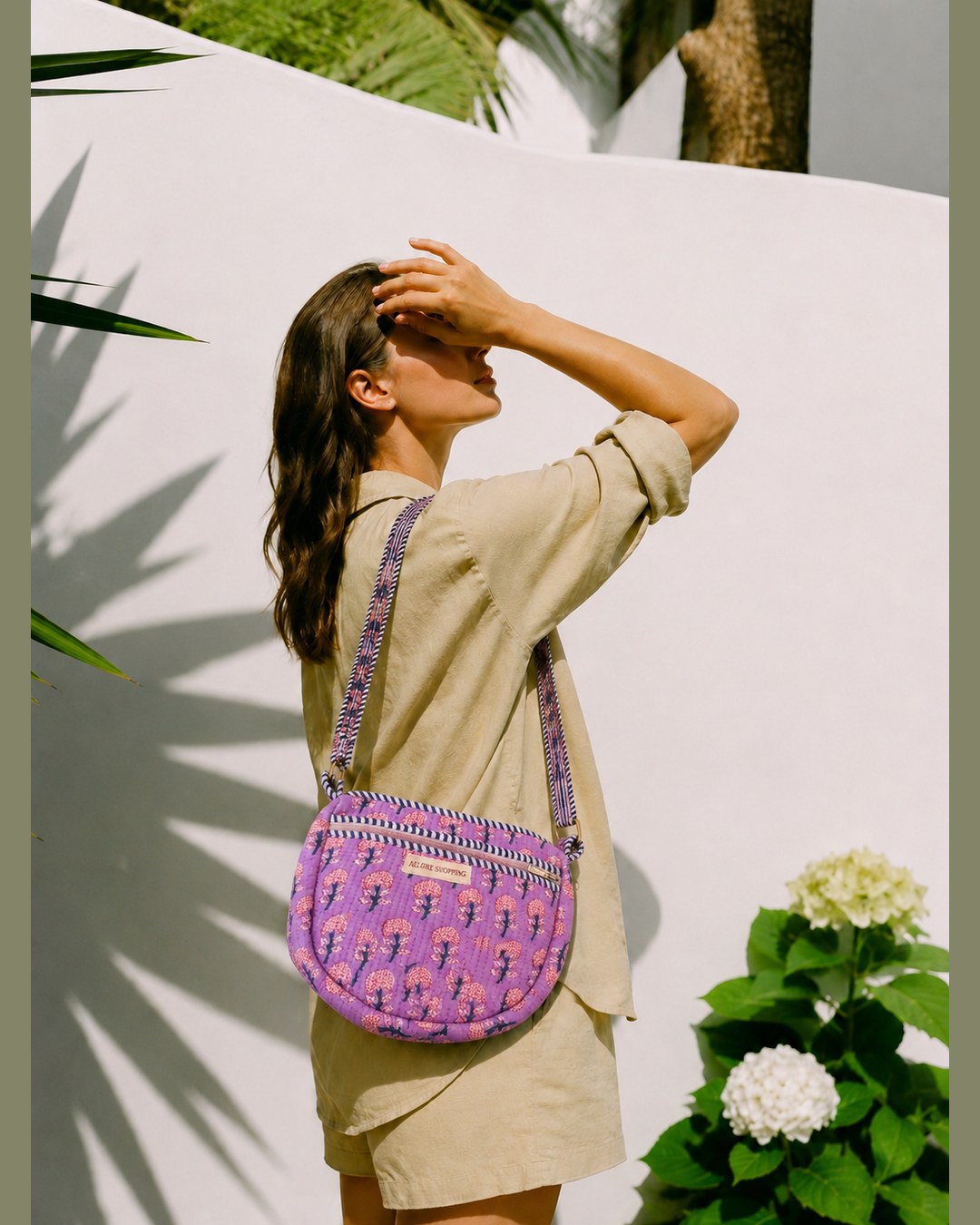 Lilac Caravan · Quilted Cotton Crescent Sling