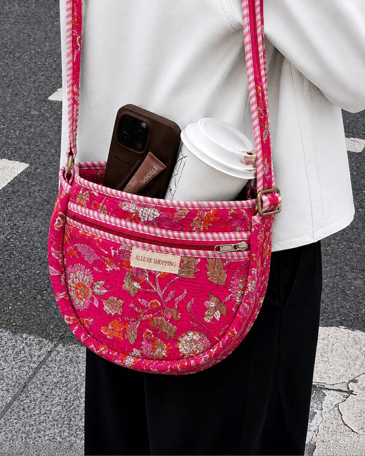 Rosewater Bloom · Quilted Cotton Crescent Sling