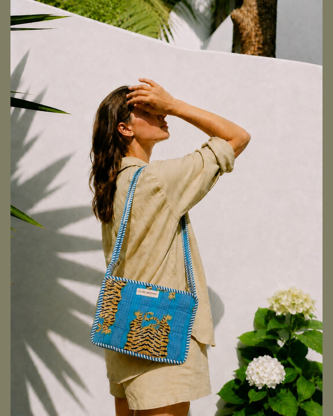 Azure Duel · Quilted Cotton Sling Bag