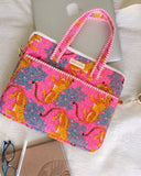 Blush Leopard · Quilted Cotton Laptop Sleeve