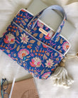 Cobalt Bloom · Quilted Cotton Laptop Sleeve