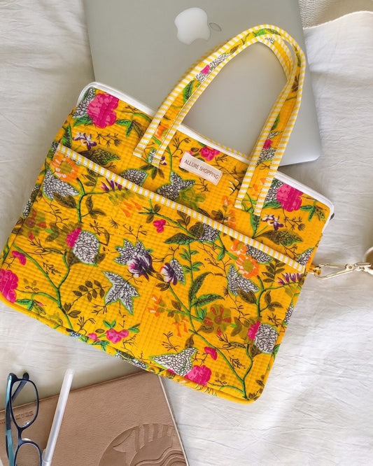 Marigold Meadow · Quilted Cotton Laptop Sleeve