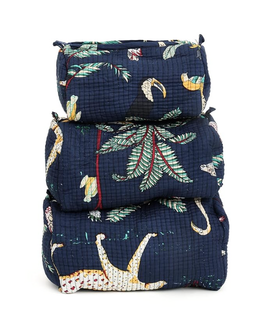 Navy blue Set of 3 Pouches