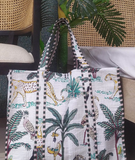 White Jungle Glow Tote Bag with Zip