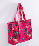 Pink Jungle Glow Tote Bag with Zip
