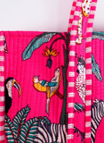 Pink Jungle Glow Tote Bag with Zip