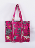 Pink Jungle Glow Tote Bag with Zip