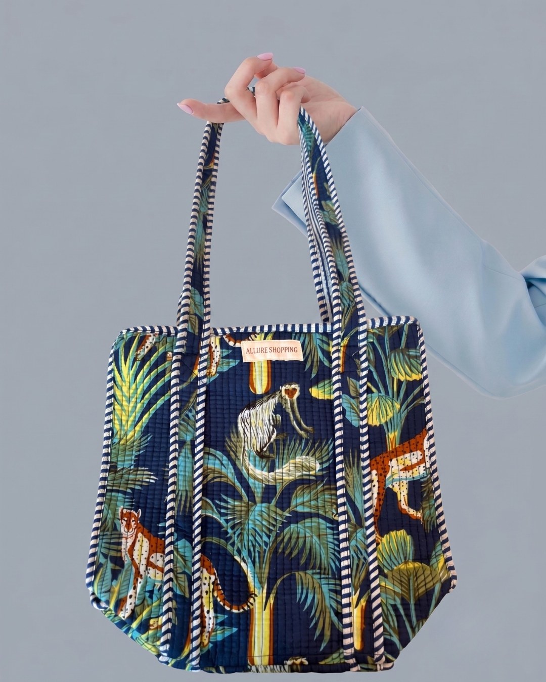 Midnight Safari · Quilted Cotton Tote Bag