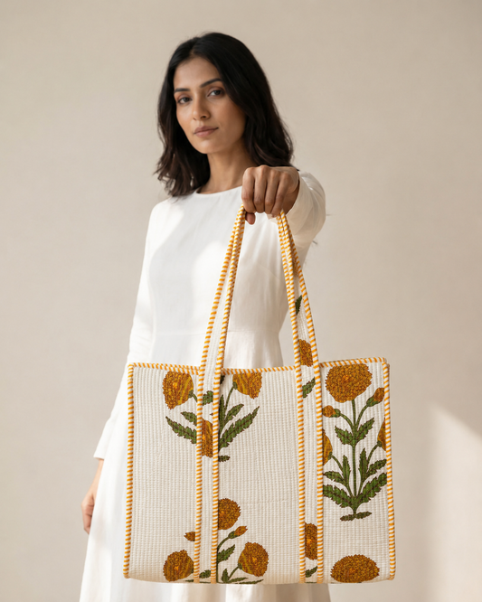 Marigold Tote Bag with Zip