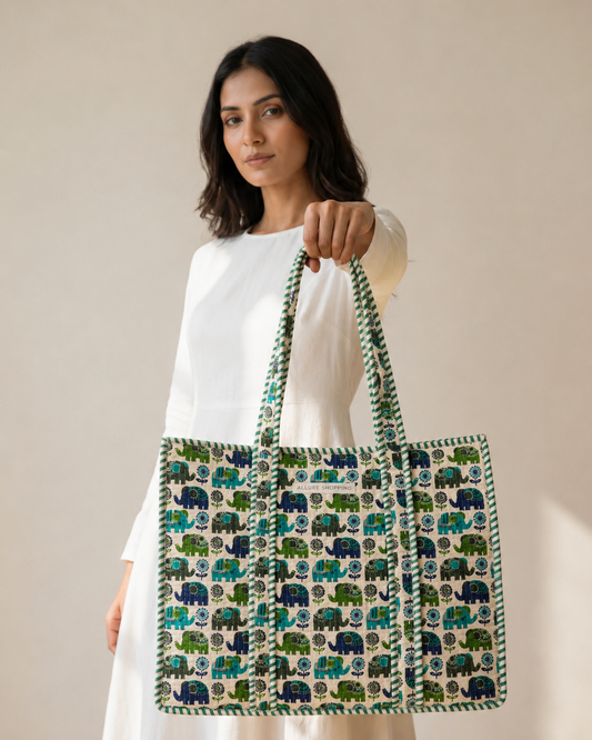 Jaipur Special Tote Bag with Zip - 4 Colors