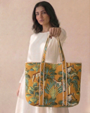 Mustard Yellow Animal Tote Bag with Zip